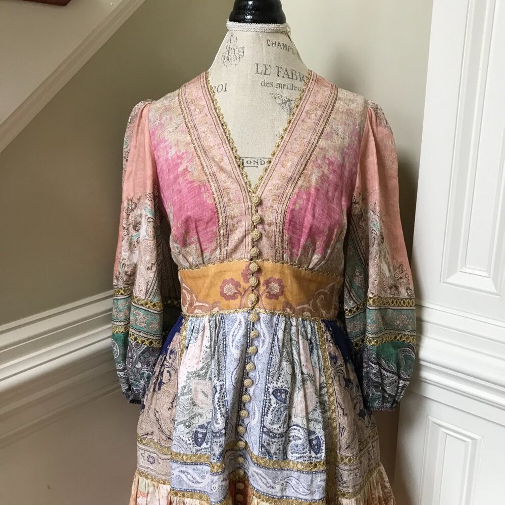 Zimmermann Pink and Blue Patterned Mini Dress - Picture 6 of 15